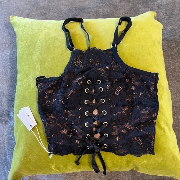 NWT We Are HAH Top 2 Bottom Black Lace Convertible Cami XS - Picture 13 of 13